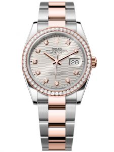 Đồng hồ Rolex Datejust M126281RBR-0028 126281RBR-0028 Thép, Vàng hồng và Kim cương , mặt số họa tiết gấp nếp bạc kim cương - Mẫu mới 2022