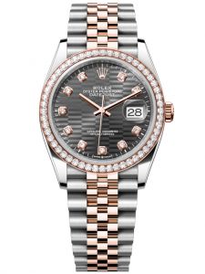 Đồng hồ Rolex Datejust M126281RBR-0029 126281RBR-0029 Thép, Vàng hồng và Kim cương , mặt số họa tiết gấp nếp xám đậm kim cương - Mẫu mới 2022