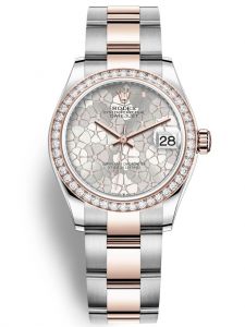Đồng hồ Rolex Datejust 31 M278381RBR-0031 278381RBR-0031 Thép Oystersteel và Vàng Everose 18ct Mặt Bạc họa tiết hoa Niềng Kim cương - Mẫu 2022