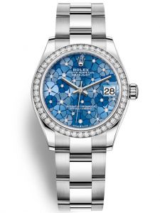 Đồng hồ Rolex Datejust 31 M278384RBR-0039 278384RBR-0039 Thép Oystersteel và Vàng Trắng 18ct Mặt Xanh Azzurro họa tiết hoa Niềng Kim cương - Mẫu 2022