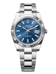 Đồng hồ Rolex Datejust M126334-0031 126334-0031 Thép và Vàng trắng, mặt số họa tiết gấp nếp xanh lam nhạt - Mẫu mới 2022