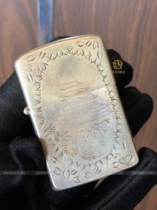 Zippo Bạc Nhật, Điêu Khắc Tháp Chùa Và Cành Trúc Quân Tử