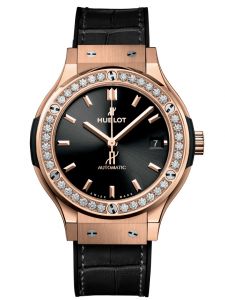 Đồng hồ Hublot Classic Fusion King Gold Diamonds 38 565.OX.1480.LR.1204 Dây da - Lướt