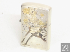 MS 251. Zippo bạc khối Nhật Bản - "Muôn sắc màu hoa"