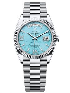 Đồng hồ Rolex Day-Date 36 M128236-0011 128236-0011 Bạch Kim Mặt xanh ngọc lam kim cương - Mẫu 2023