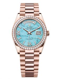 Đồng hồ Rolex Day-Date 36 M128345RBR-0064 128345RBR-0064 Vàng Everose 18ct Mặt xanh ngọc lam kim cương - Mẫu 2023