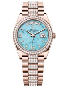 Đồng hồ Rolex Day-Date 36 M128345RBR-0065 128345RBR-0065 Vàng Everose 18ct Mặt xanh ngọc lam kim cương - Mẫu 2023