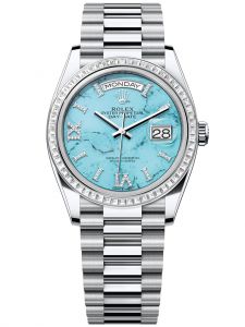 Đồng hồ Rolex Day-Date 36 M128396TBR-0016 128396TBR-0016 Bạch Kim Mặt xanh ngọc lam kim cương - Mẫu 2023