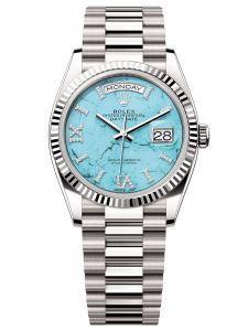 Đồng hồ Rolex Day-Date M128239-0044 128239-0044 white gold, mặt số xanh ngọc lam kim cương - Mẫu mới 2023