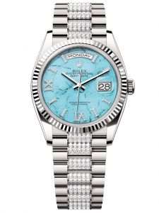Đồng hồ Rolex Day-Date 36 M128239-0045 128239-0045 Vàng Trắng 18ct Mặt xanh ngọc lam kim cương - Mẫu 2023