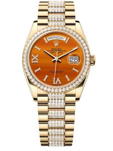 Đồng hồ Rolex Day-Date 36 M128348RBR-0050 128348RBR-0050 Vàng Kim 18ct Mặt đá carnelian kim cương - Mẫu 2023