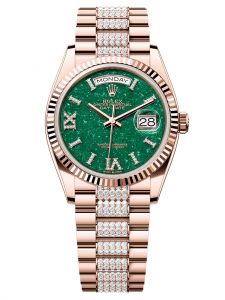 Đồng hồ Rolex Day-Date 36 M128235-0069 128235-0069 Vàng Everose 18ct Mặt đá aventurine xanh kim cương - Mẫu 2023