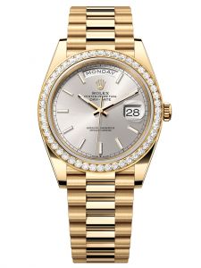 Đồng hồ Rolex Day-Date M228348RBR-0042 228348RBR-0042 yellow gold, mặt số bạc - Mẫu mới 2023