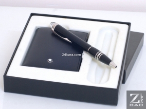 MS B.102 - Set quà tặng - Bút bi xoay Montblanc Starwalker và Ví da - Platinum