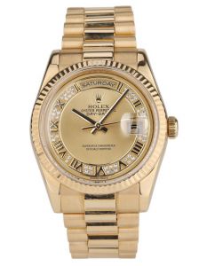 Đồng hồ Rolex Day-Date 36 M118238-0126 118238-0126 Vàng Kim 18ct Mặt Champagne Đính Kim cương Niềng Kim cương- Lướt