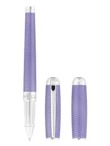 Bút bi nước S.T. Dupont Line D Large Lilac And Palladium Lacquered Firehead Guilloche Rollerball Pen 412000L