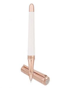 Bút bi nước S.T. Dupont Liberté White Lacquer And Rose Gold Rollerball Pen 462398