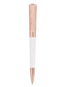 Bút bi xoay S.T. Dupont Liberté White Lacquer And Rose Gold Ballpoint Pen 465398