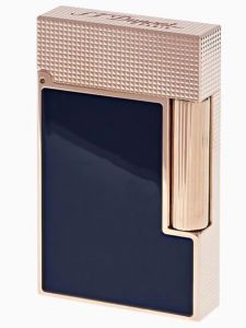 Bật Lửa S.T Dupont Ligne 2 Microdiamond Head Rose Gold And Blue Lacquer Lighter C16604