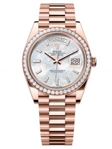 Đồng Hồ Rolex Day-Date M228345RBR-0026 228345RBR-0026 Vàng Everose 18ct Ngọc Trai Trắng, Nạm Kim Cương - Mã Mới 2024