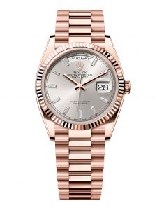 Đồng hồ Rolex Day-Date 36 M128235-0087 128235-0087 Vàng Everose 18ct Màu Bạc Niềng Kim cương - Mẫu 2024
