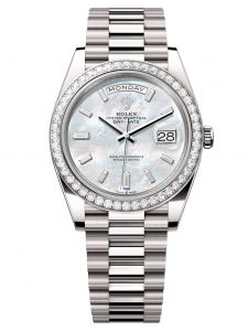 Đồng hồ Rolex Day-Date 40 M228349RBR-0046 228349RBR-0046 Vàng Trắng 18ct Mặt Khảm Trai Trắng Niềng Kim cương - Mẫu 2024