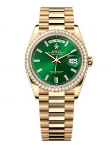 Đồng hồ Rolex Day-Date 36 M128348RBR-0078 128348RBR-0078 Vàng Kim 18ct Màu Xanh Lá Cây Tươi Niềng Kim cương - Mẫu 2024