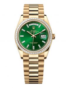 Đồng hồ Rolex Day-Date 36 M128398TBR-0035 128398TBR-0035 Vàng Kim 18ct Màu Xanh Lá Cây Tươi Niềng Kim cương - Mẫu 2024