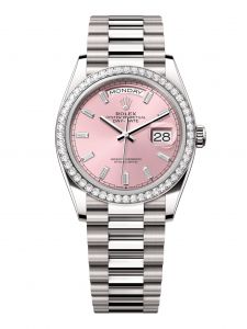 Đồng hồ Rolex Day-Date 36 M128399TBR-0003 128399TBR-0003 Vàng Trắng 18ct Mặt khảm trai Trắng Niềng Kim cương - Mẫu 2024