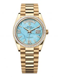 Đồng hồ Rolex Day-Date 36 M128398TBR-0014 128398TBR-0014 Vàng Kim 18ct Màu Xanh Ngọc Lam Niềng Kim cương - Mẫu 2024