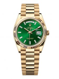 Đồng hồ Rolex Day-Date 36 M128238-0130 128238-0130 Vàng Kim 18ct Màu Xanh Lá Cây Tươi Niềng Kim cương - Mẫu 2024