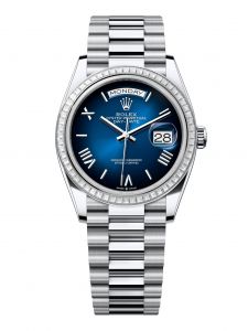 Đồng Hồ Rolex Day-Date 36 M128396TBR-0021 128396TBR-0021 Bạch Kim Màu Xanh Dương Ombre - Mẫu 2024