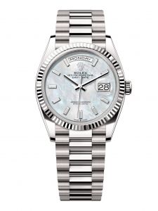 Đồng hồ Rolex Day-Date 36 M128239-0065 128239-0065 Vàng Trắng 18ct Mặt Khảm Trai Trắng Niềng Kim cương - Mẫu 2024