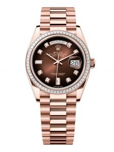 Đồng hồ Rolex Day-Date 36 M128395TBR-0004 128395TBR-0004 Vàng Everose 18ct Màu Nâu Ombre Niềng Kim cương - Mẫu 2024