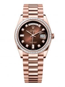 Đồng Hồ Rolex Day-Date M128395TBR-0004 128395TBR-0004 Vàng Everose 18ct Màu Nâu Ombre, Nạm Kim Cương - Mã Mới 2024