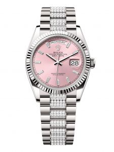 Đồng hồ Rolex Day-Date 36 M128239-0072 128239-0072 Vàng Trắng 18ct Màu hồng Niềng Kim cương - Mẫu 2024