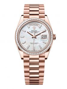Đồng hồ Rolex Day-Date 36 M128395TBR-0026 128395TBR-0026 Vàng Everose 18ct Mặt Khảm Trai Trắng Niềng Kim cương - Mẫu 2024