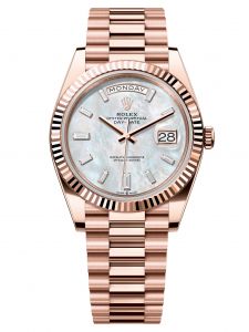 Đồng Hồ Rolex Day-Date M228235-0056 228235-0056 Vàng Everose 18ct Ngọc Trai Trắng, Nạm Kim Cương - Mã Mới 2024