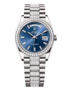 Đồng hồ Rolex Day-Date 36 M128349RBR-0052 128349RBR-0052 Vàng Trắng 18ct Màu Xanh Dương Sáng Niềng Kim cương - Mẫu 2024