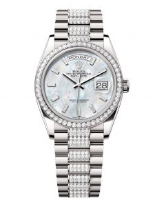 Đồng hồ Rolex Day-Date 36 M128349RBR-0050 128349RBR-0050 Vàng Trắng 18ct Mặt Khảm Trai Trắng Niềng Kim cương - Mẫu 2024