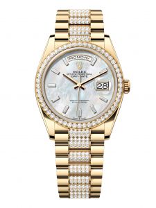 Đồng hồ Rolex Day-Date 36 M128348RBR-0071 128348RBR-0071 Vàng Kim 18ct Mặt Khảm Trai Trắng Niềng Kim cương - Mẫu 2024