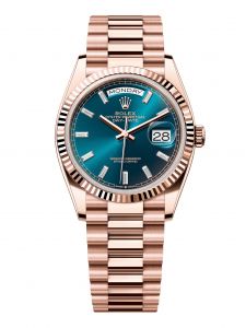 Đồng hồ Rolex Day-Date 36 M128235-0085 128235-0085 Vàng Everose 18ct Màu Xanh Lục Lam Niềng Kim cương - Mẫu 2024