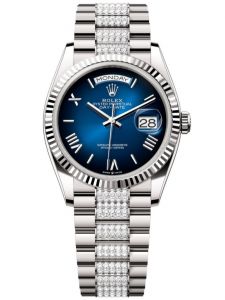 Đồng Hồ Rolex Day-Date M128239-0064 128239-0064 Vàng Trắng 18ct Màu Xanh Dương Ombre - Mã Mới 2024