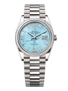 Đồng hồ Rolex Day-Date 36 M128399TBR-0011 128399TBR-0011 Vàng Trắng 18ct Màu Xanh Ngọc Lam Niềng Kim cương - Mẫu 2024