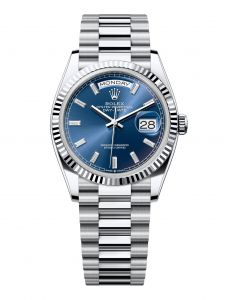 Đồng hồ Rolex Day-Date 36 M128236-0023 128236-0023 Bạch Kim Màu Xanh Dương Sáng Niềng Kim cương - Mẫu 2024