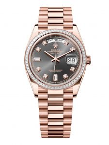Đồng hồ Rolex Day-Date 36 M128395TBR-0012 128395TBR-0012 Vàng Everose 18ct Màu Xám Đậm Niềng Kim cương - Mẫu 2024