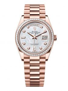 Đồng Hồ Rolex Day-Date 36 M128395TBR-0006 128395TBR-0006 Vàng Everose 18ct Mặt khảm trai Trắng Niềng Kim cương - Mẫu 2024