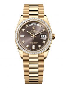 Đồng hồ Rolex Day-Date 36 M128398TBR-0006 128398TBR-0006 Vàng Kim 18ct Màu Ghi Đậm Niềng Kim cương - Mẫu 2024
