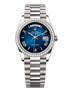Đồng Hồ Rolex Day-Date 36 M128349RBR-0047 128349RBR-0047 Vàng Trắng 18ct Màu Xanh Dương Ombre - Mẫu 2024