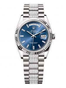 Đồng hồ Rolex Day-Date 36 M128239-0070 128239-0070 Vàng Trắng 18ct Màu Xanh Dương Sáng Niềng Kim cương - Mẫu 2024